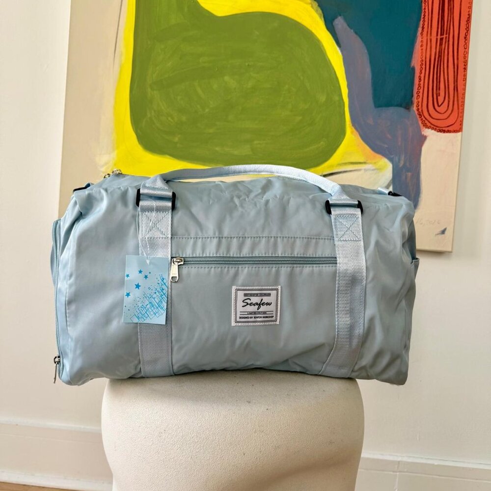 Brand New Seafew Light Blue Duffle Bag - Travel/Gym Bag with Shoulder Strap